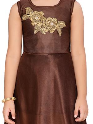 brown polyester frock - 17200326 - Standard Image - 4