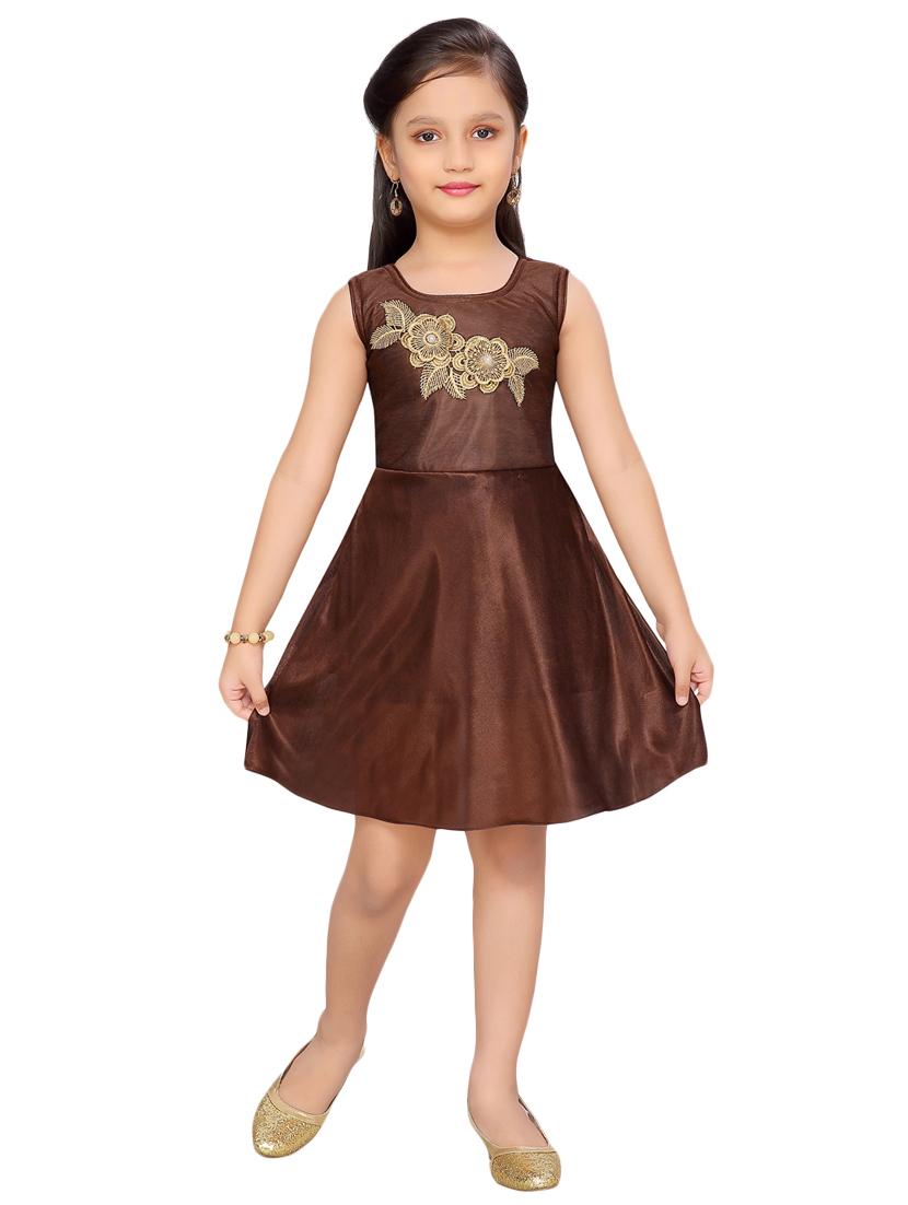 brown polyester frock - 17200326 - Zoom Image - 1