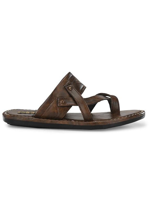brown pu slip on slippers - 17200330 - Zoom Image - 2