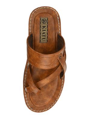 tan pu slip on slippers - 17200331 - Standard Image - 4