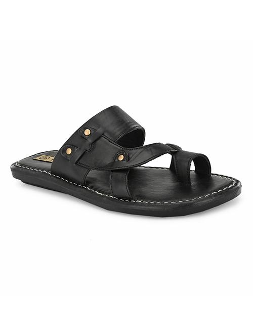 black pu slip on slippers - 17200332 - Standard Image - 1