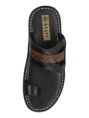 black pu slip on slippers - 17200335 - Standard Image - 4