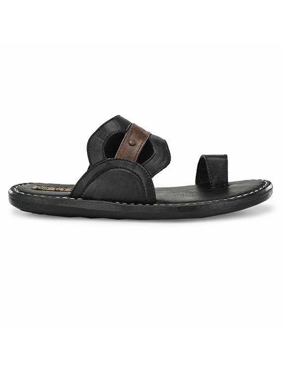 black pu slip on slippers - 17200335 - Zoom Image - 2