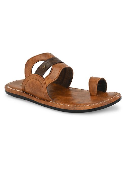 tan pu slip on slippers - 17200337 - Standard Image - 1
