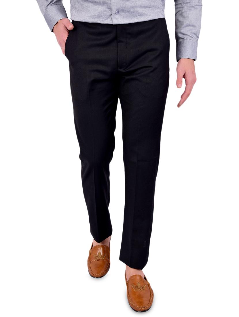 black solid flat front formal trouser - 17200437 - Zoom Image - 1