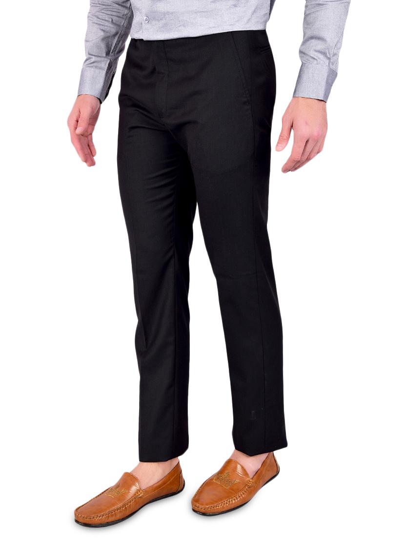 black solid flat front formal trouser - 17200437 - Zoom Image - 2