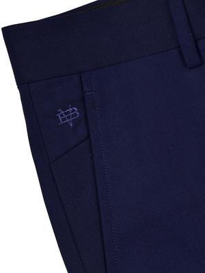 navy blue solid flat front formal trouser - 17200438 - Standard Image - 6