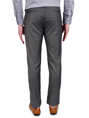 grey solid flat front formal trouser - 17200439 - Standard Image - 3