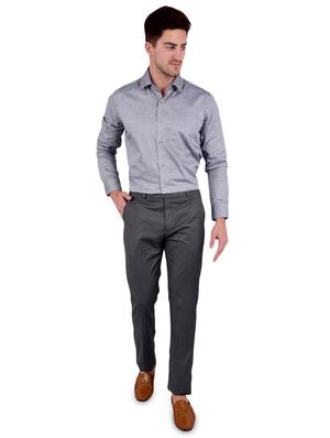 grey solid flat front formal trouser - 17200439 - Standard Image - 4