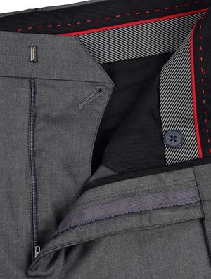 grey solid flat front formal trouser - 17200439 - Standard Image - 5