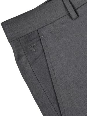 grey solid flat front formal trouser - 17200439 - Standard Image - 6