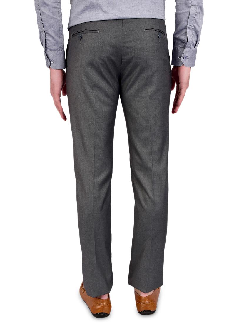 grey solid flat front formal trouser - 17200439 - Zoom Image - 3