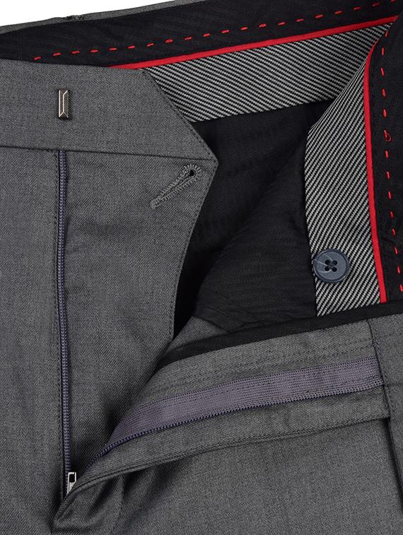 grey solid flat front formal trouser - 17200439 - Zoom Image - 5