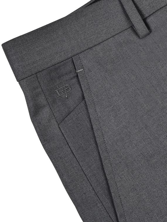 grey solid flat front formal trouser - 17200439 - Zoom Image - 6