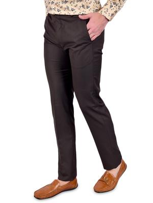 brown solid flat front formal trouser - 17200441 - Standard Image - 2