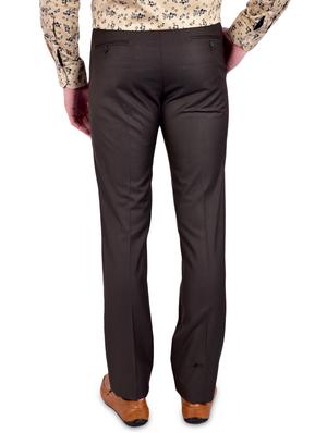 brown solid flat front formal trouser - 17200441 - Standard Image - 3