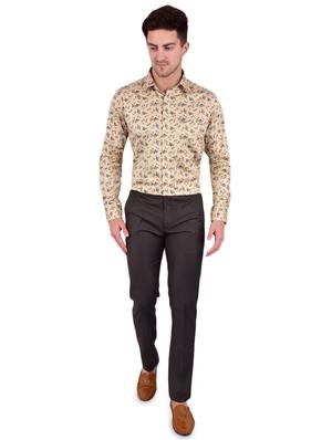 brown solid flat front formal trouser - 17200441 - Standard Image - 4