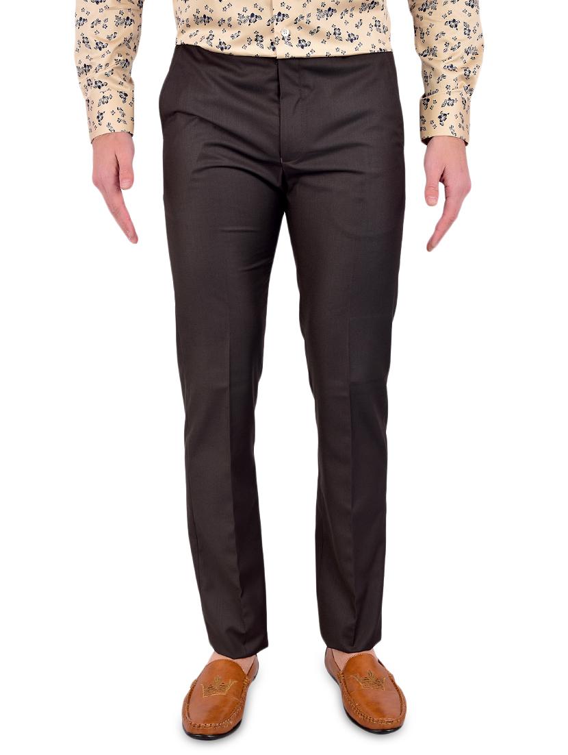 brown solid flat front formal trouser - 17200441 - Zoom Image - 1