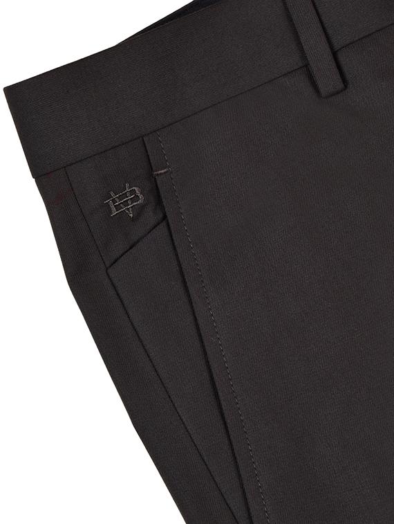 brown solid flat front formal trouser - 17200441 - Zoom Image - 6