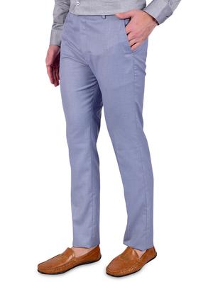 blue solid flat front formal trouser - 17200442 - Standard Image - 2