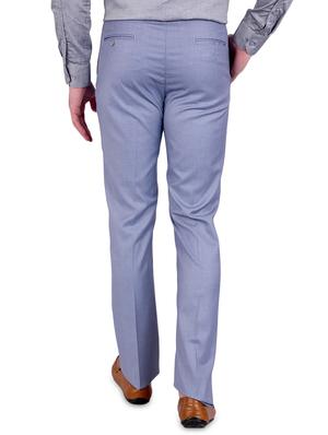 blue solid flat front formal trouser - 17200442 - Standard Image - 3