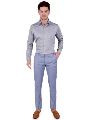 blue solid flat front formal trouser - 17200442 - Standard Image - 4