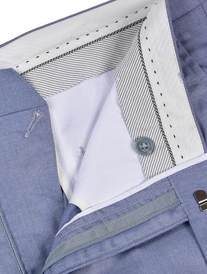 blue solid flat front formal trouser - 17200442 - Standard Image - 5