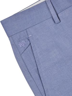 blue solid flat front formal trouser - 17200442 - Standard Image - 6