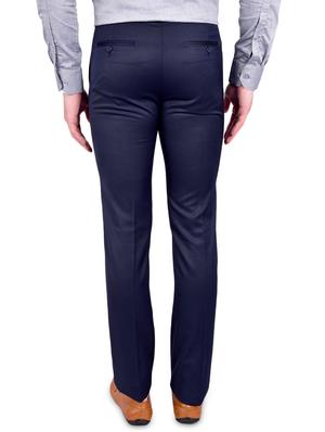 navy blue textured flat front formal trouser - 17200444 - Standard Image - 3