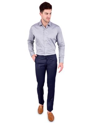 navy blue textured flat front formal trouser - 17200444 - Standard Image - 4