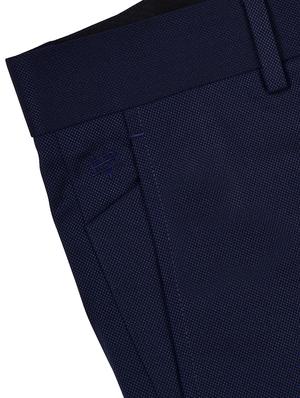 navy blue textured flat front formal trouser - 17200444 - Standard Image - 6