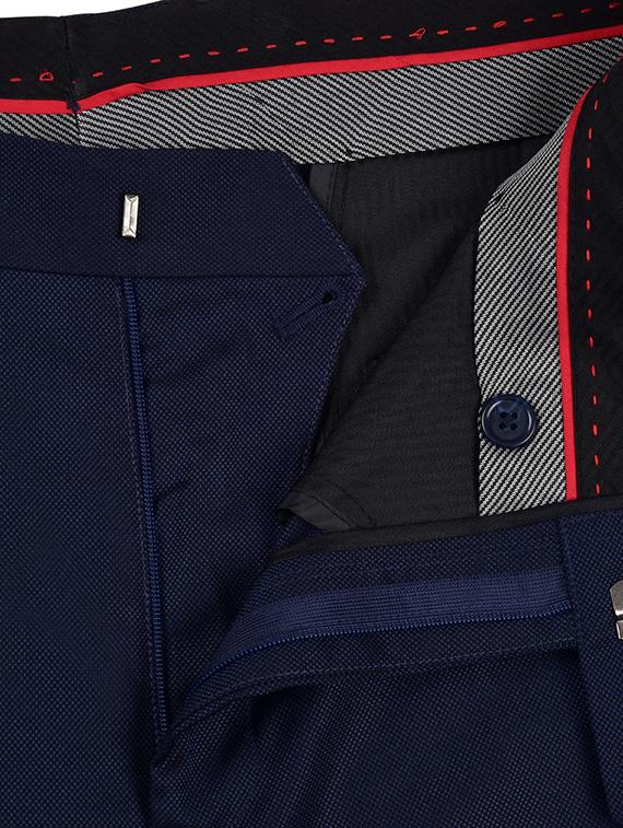 navy blue textured flat front formal trouser - 17200444 - Zoom Image - 5