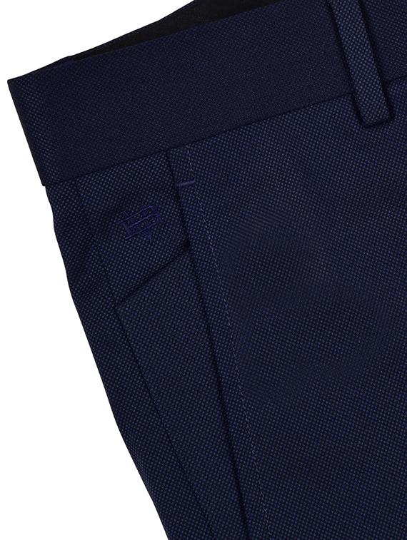 navy blue textured flat front formal trouser - 17200444 - Zoom Image - 6