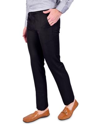 black textured flat front formal trouser - 17200450 - Standard Image - 2
