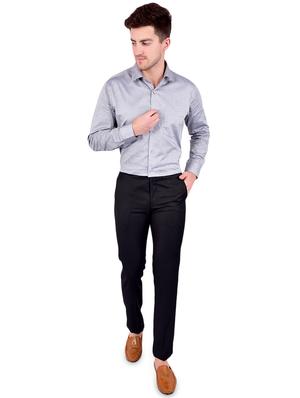 black textured flat front formal trouser - 17200450 - Standard Image - 4