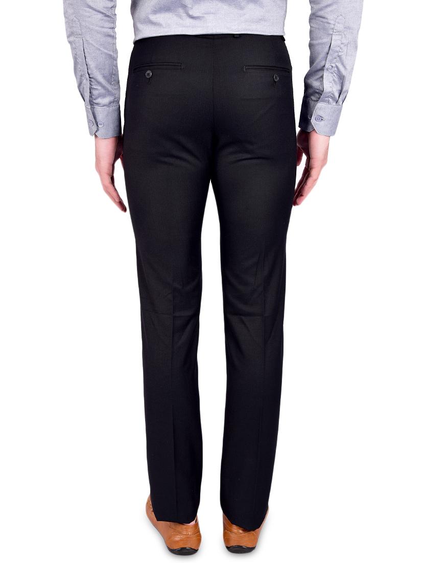 black textured flat front formal trouser - 17200450 - Zoom Image - 3