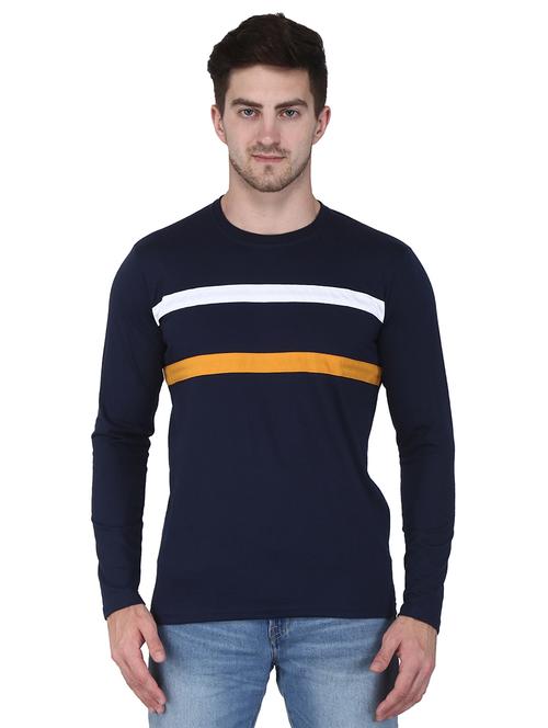 navy blue cut & sew taped t-shirt - 17200453 - Standard Image - 1
