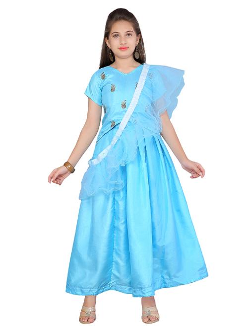 blue silk blend lehnga choli - 17200555 - Standard Image - 1