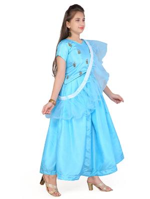 blue silk blend lehnga choli - 17200555 - Standard Image - 2