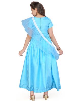 blue silk blend lehnga choli - 17200555 - Standard Image - 3