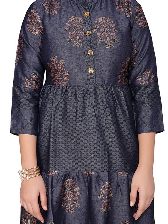 navy blue cotton suit set - 17200589 - Zoom Image - 4