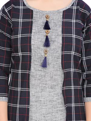navy blue cotton suit set - 17200593 - Standard Image - 4