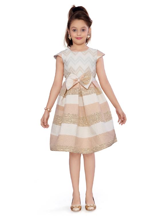 gold silk blend frock - 17200752 - Zoom Image - 1