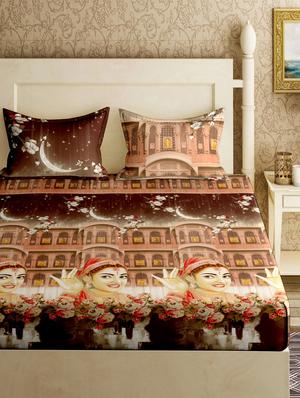 cotton double bedsheet with 2 pillow covers - 17200823 - Standard Image - 2