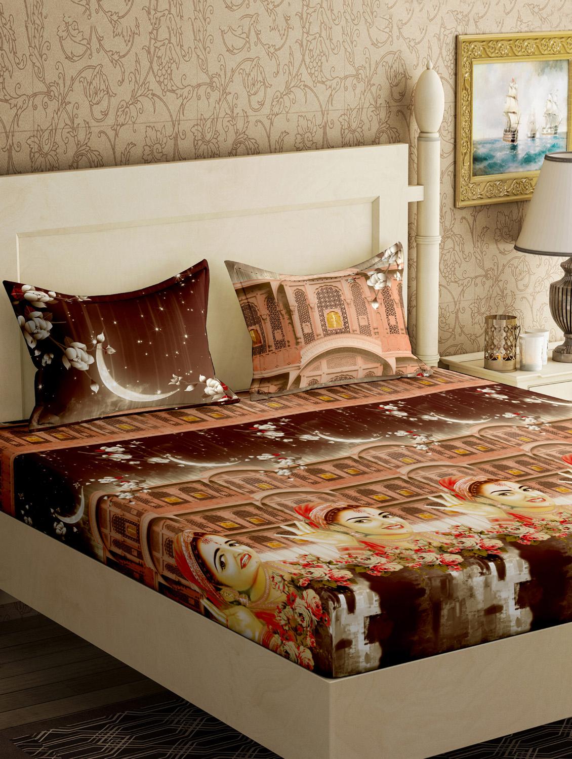 cotton double bedsheet with 2 pillow covers - 17200823 - Zoom Image - 1
