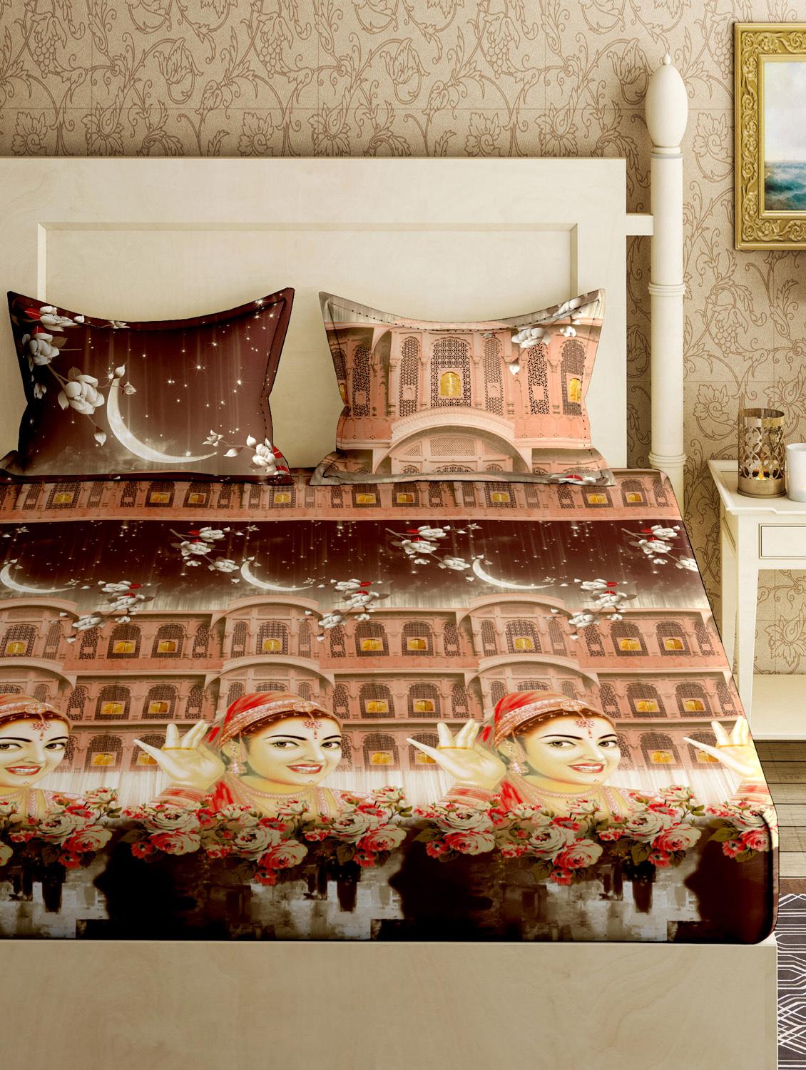 cotton double bedsheet with 2 pillow covers - 17200823 - Zoom Image - 2