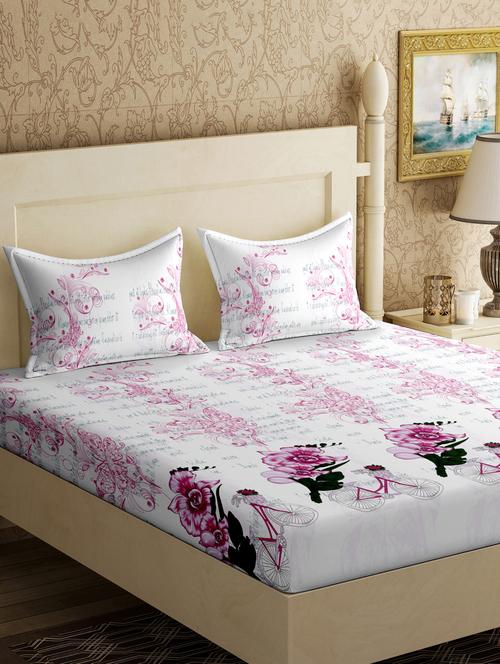cotton double bedsheet with 2 pillow covers - 17200827 - Standard Image - 1