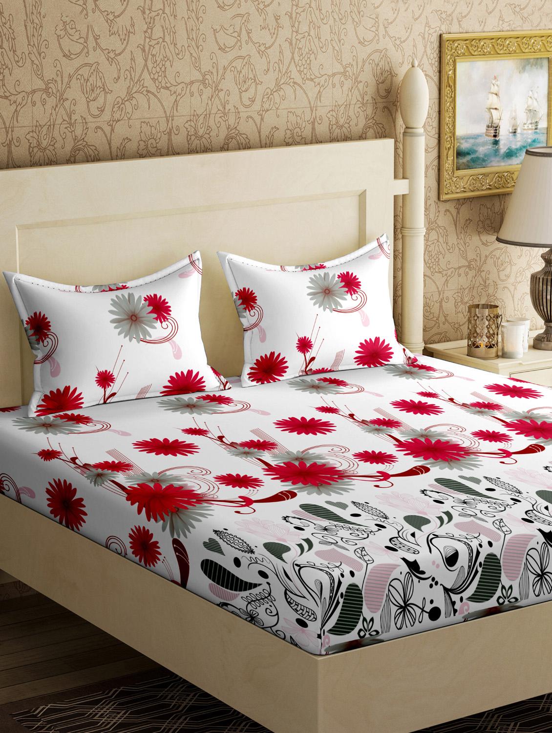 cotton double bedsheet with 2 pillow covers - 17200831 - Zoom Image - 1