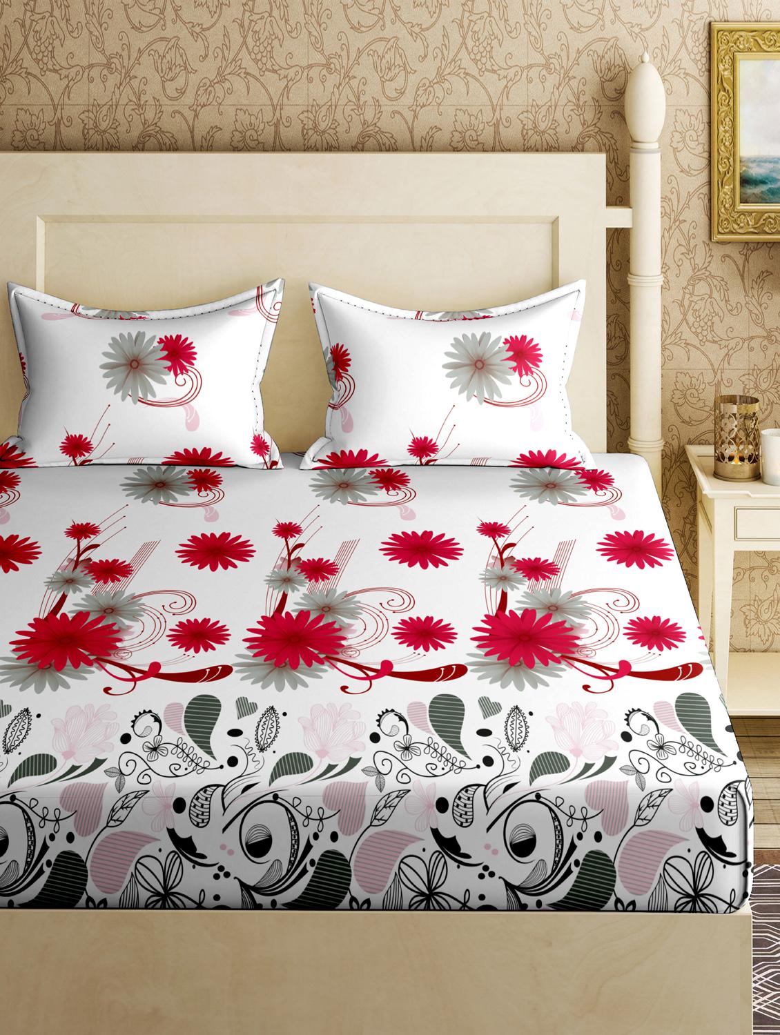 cotton double bedsheet with 2 pillow covers - 17200831 - Zoom Image - 2