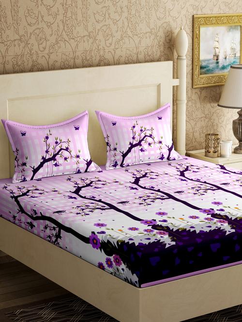 cotton double bedsheet with 2 pillow covers - 17200834 - Standard Image - 1